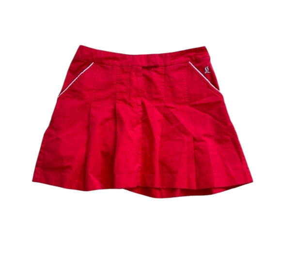 Y2K Mini Tennis Skirt 4 High Rise Pleated Pink Red White 2000’s Pockets Cotton - Picture 1 of 9